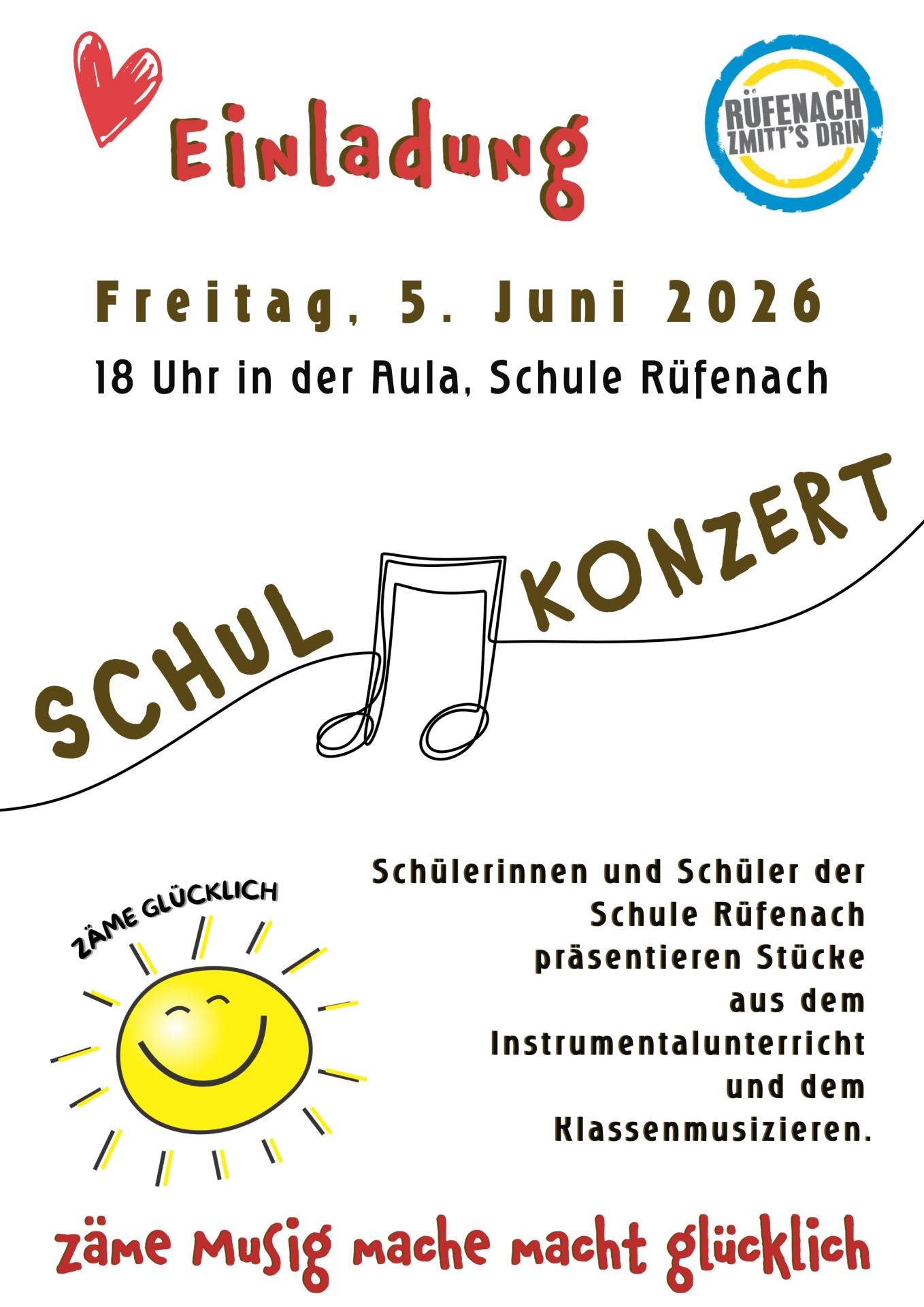 Flyer Schulkonzert 05.06.2026
