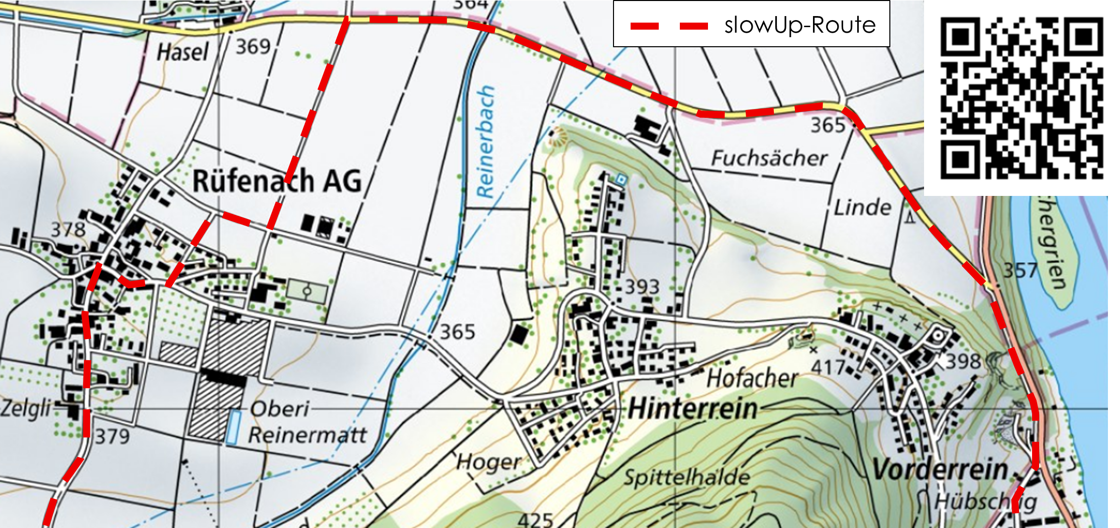 Kartenausschnitt mit slowUp-Route